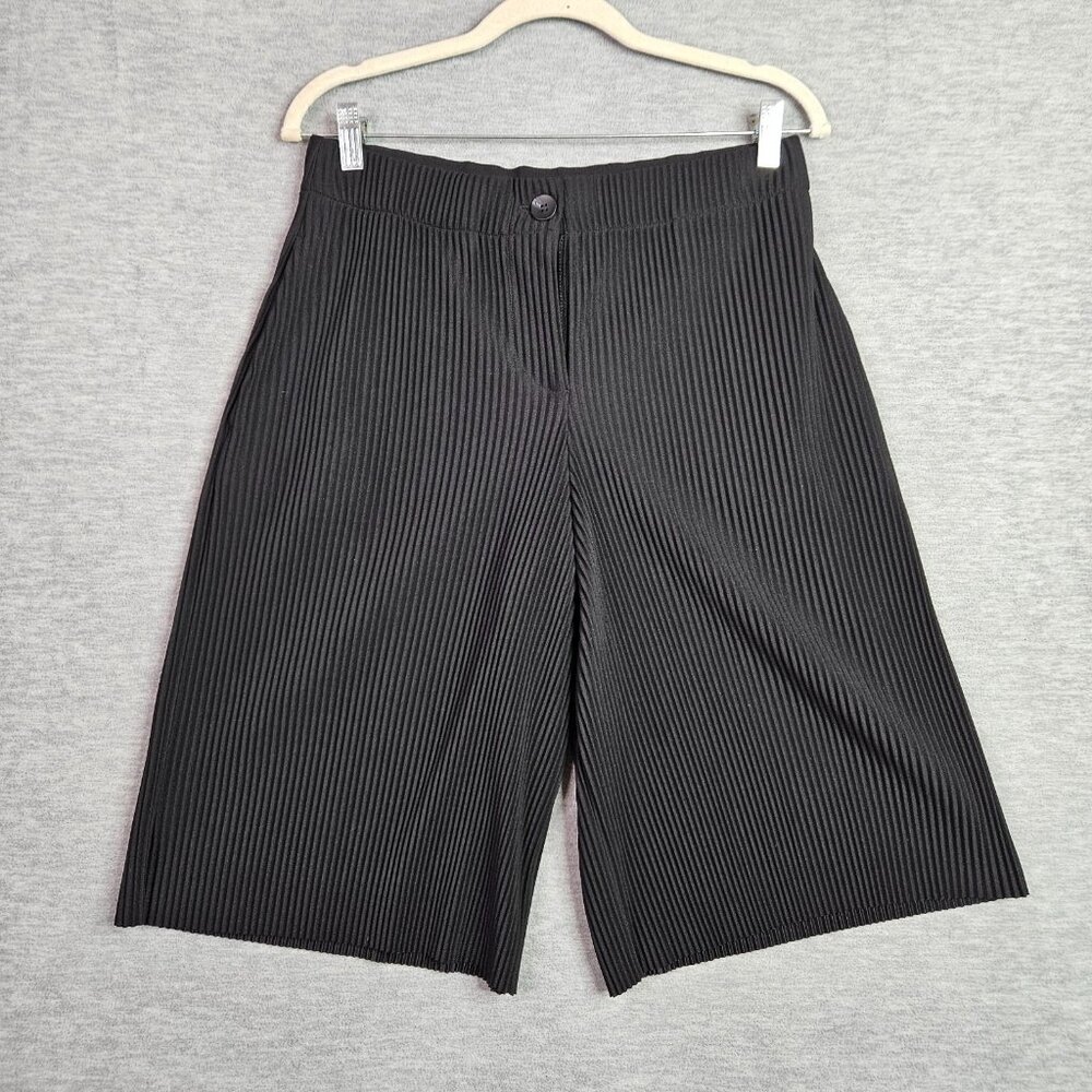COS Women's Black Pleated Elastic Waist Wide Leg Crop Pants Size S
